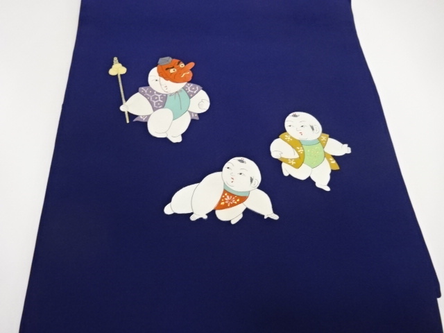  塩瀬金彩手描き童模様名古屋帯